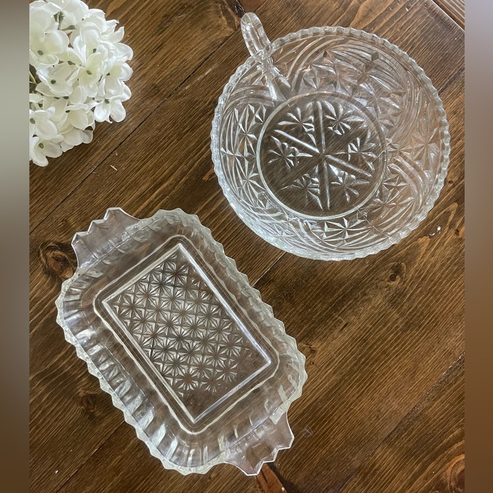 Vintage set of Depression Glass candy dishes